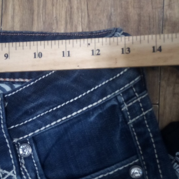 Rock Revival Women's 26 Bootcut Celine Bejeweled Faux Leather Flap Pockets NWOT - Picture 10 of 12